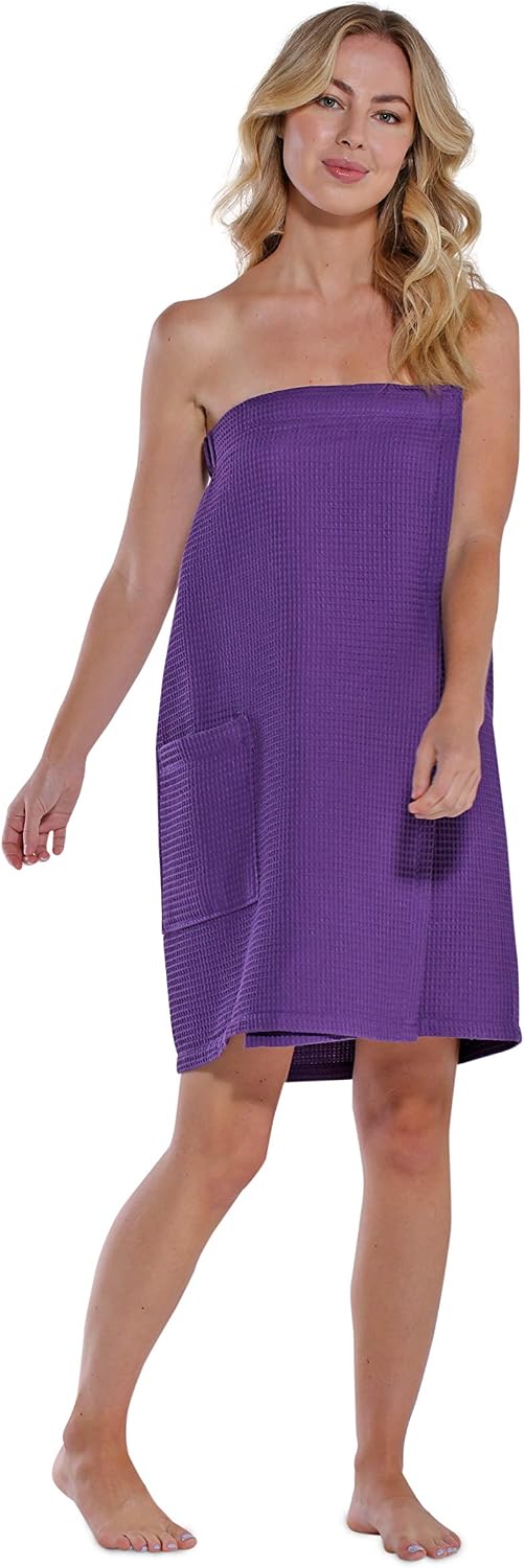 Turquaz Lightweight Knee Length Waffle Robes For Women Spa Bath Waffle