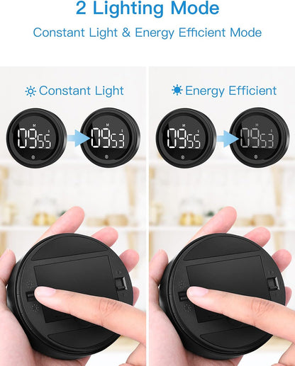LIORQUE Digital Kitchen Timer, Magnetic Countdown Countup Timer with Large LED Display, 2 Brightness Levels, 3 Volume Levels, Productivity Timers for Classroom Cooking Fitness