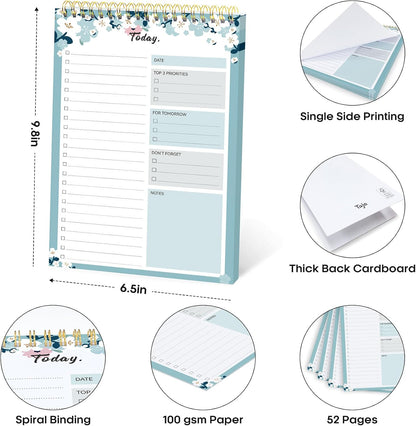 Taja To Do List Notepad - To Do List Notebook for Work with 52 Sheets, 9.8" x 6.5", Undated Daily Planner Perfect for Daily Tasks and Goal Setting, Notepad Suitable for Office, Home & School - Violet Dream
