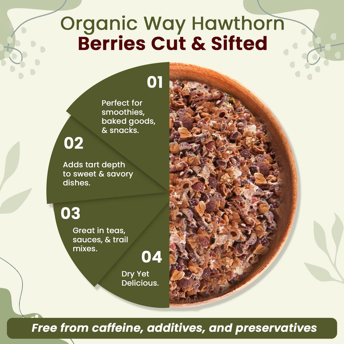 Organic Way Hawthorn Berries Cut & Sifted - Herbal Tea (8 Oz)