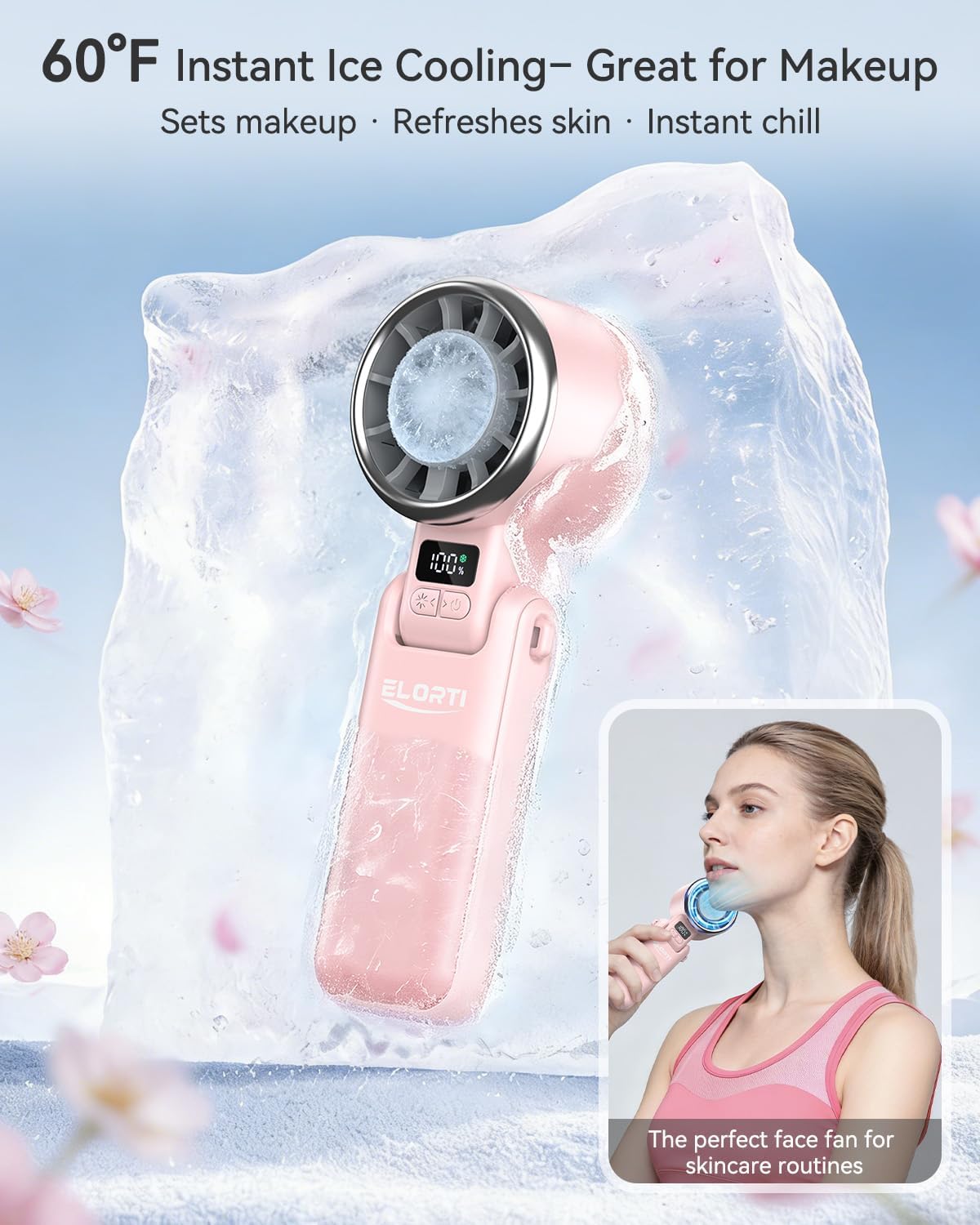 Portable Fan, Handheld Fan with Turbo & Ice Cooling, Black