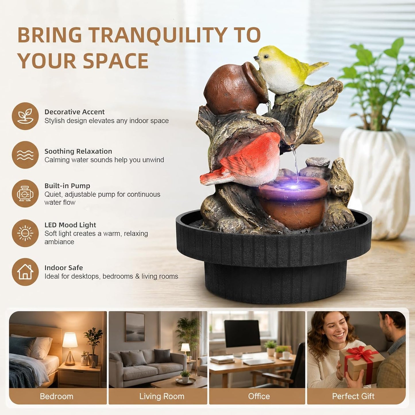 Ferrisland Resin LED Indoor Water Fountains