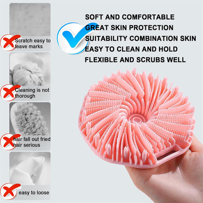 Silicone Body Scrubber – Dual-Sided Silicone Loofah for Shower, Set of 2 Soft Exfoliating Body Bath Shower Scrubber Loofah Brush Easy-to-Clean for Sensitive Kids Women Men All Kinds of Skin