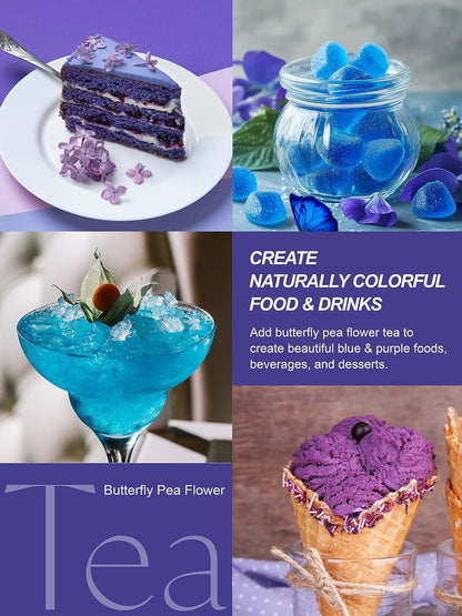 TeeLux Butterfly Pea Flower Tea, 1.76oz Whole Blue Pea Flower Caffeine Free