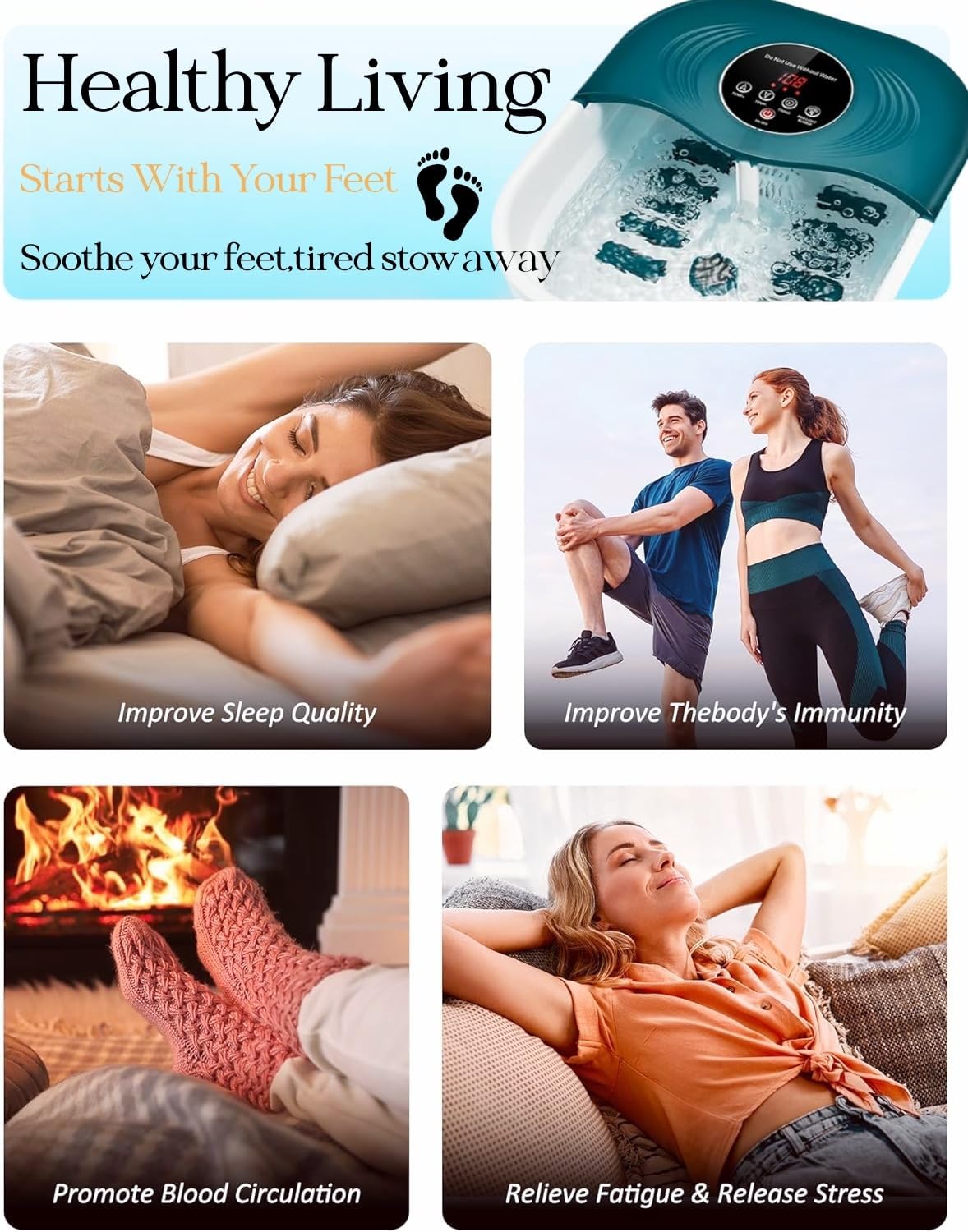 Collapsible Heated Foot Spa with Bubble and Red Light Temperature Control Foot Bath Massager and Soaking Tub Featuring 8 Shiatsu Massage Rollers Pumice Stone and Built-in Timer Ideal Gift for Wife,Mom