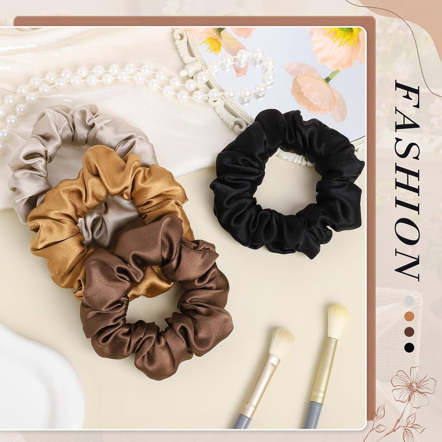4 Pack 100% Mulberry Silk Scrunchies for Hair Sleep, No Damag Frizz Control Stylish Silk Hair Scrunchies Small Gifts for Women