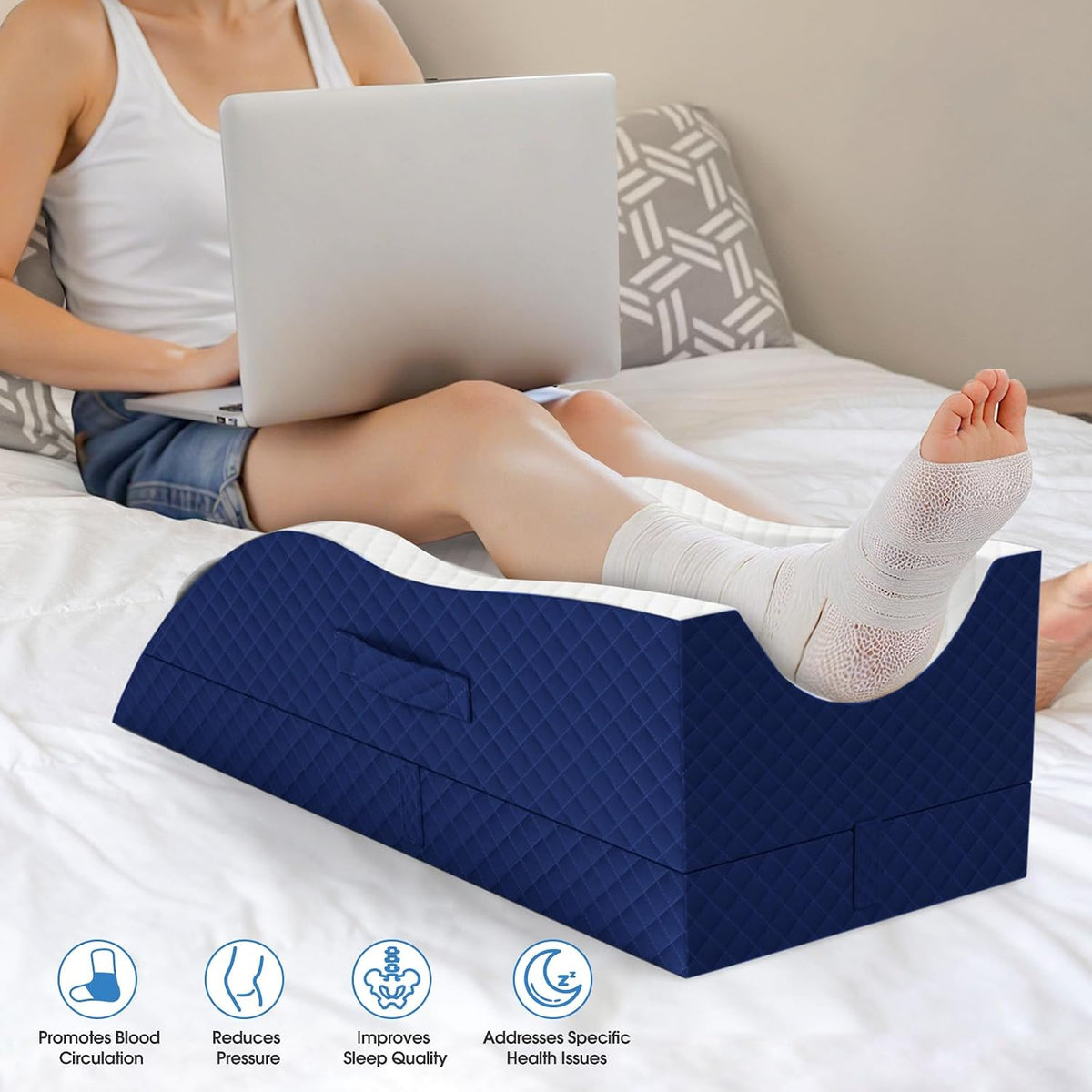 TranquilRelax Leg Elevation Pillows for After Surgery, Wedge Pillow, Grey