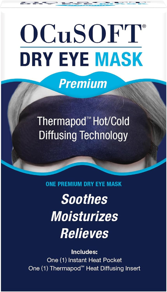 OCuSOFT Dry Eye Mask Premium | Warm or Cold Comfort, Tired Eyes, 1 Instant Heat Pocket, Heat Diffusing Insert
