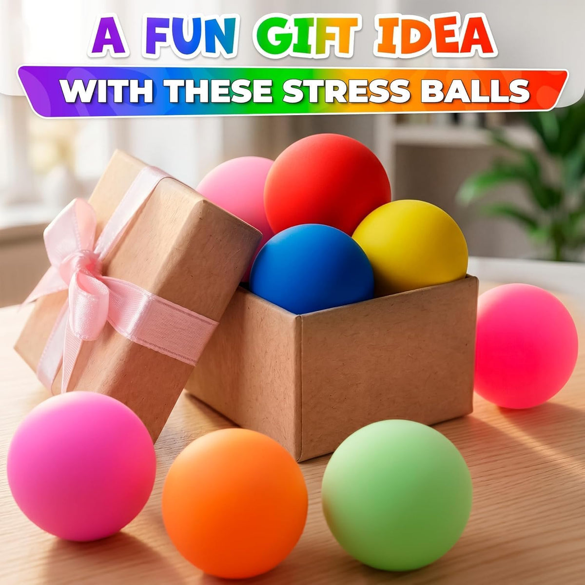 DIMROM 8 Pcs Squishy Stress Balls, 2 in Diameter, TPR Skin with EVA Filling