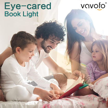 VAVOFO Clip On Book Light for Bed Kids, 7 LED Reading Light with 9-Level Warm Cool White Daylight, Eye Care Lamp with Power Indicator for Bookworms (Blue)
