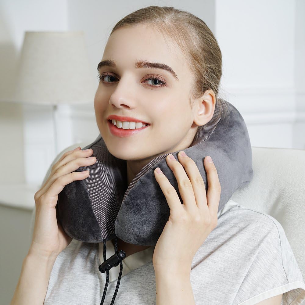 TALLGO Travel Pillow, Best Memory Foam Neck Pillow Head Support Soft Pillow for Sleeping Rest, Airplane Car & Home Use (Black)