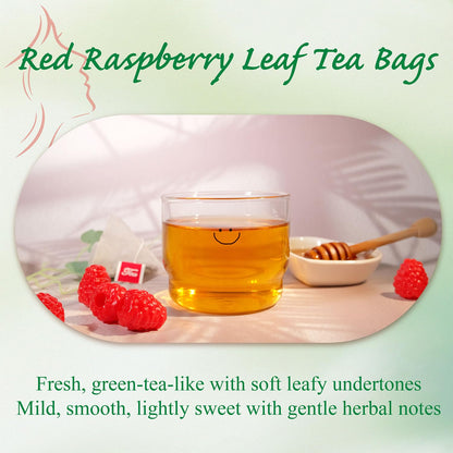 WT WEETEE Red Raspberry Leaf Tea Bags, 60 Count Corn Fibre, Caffeine-Free
