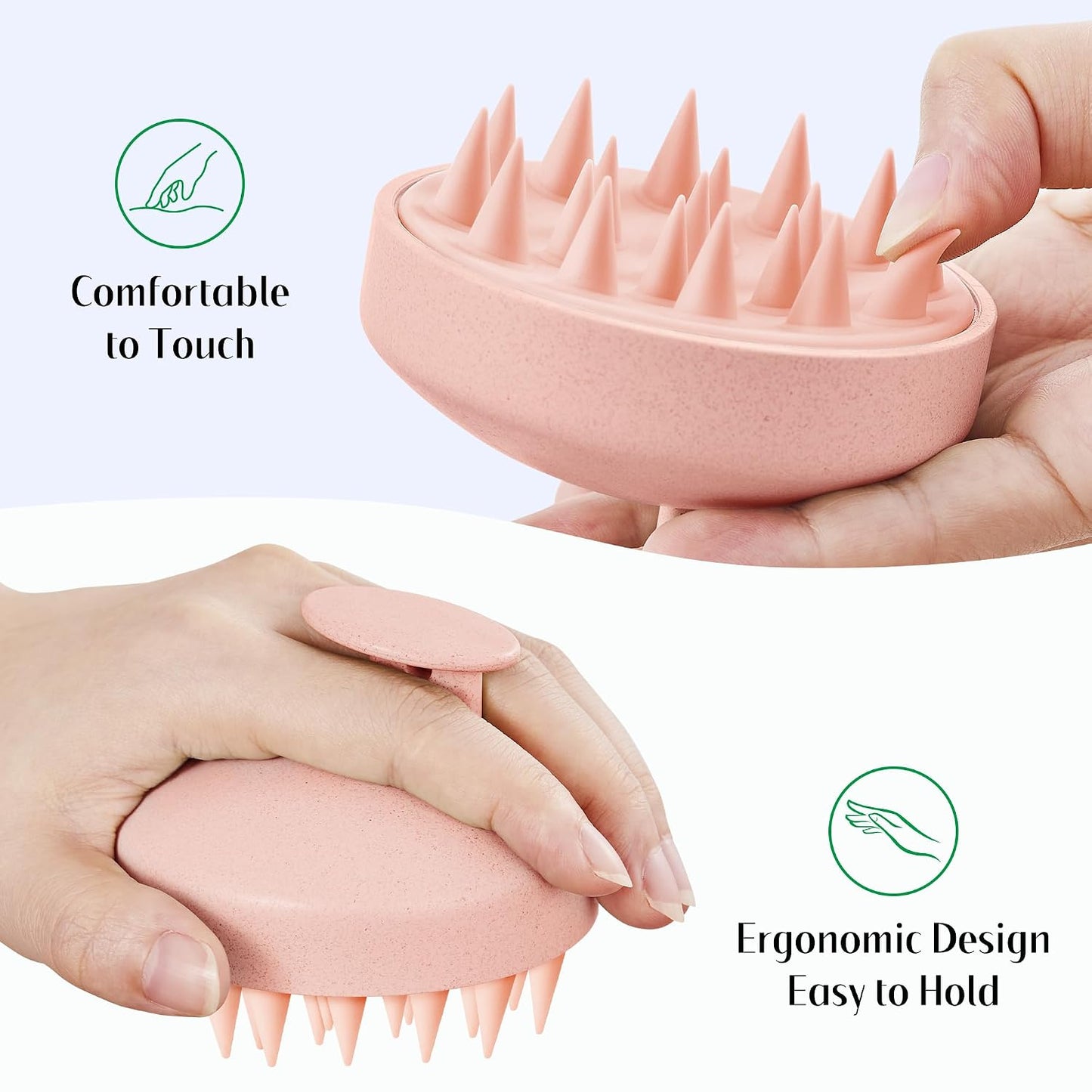 HEETA Scalp Scrubber Shampoo Brush, Scalp Massager Tool for Hair Growth, Soft Silicone Bristles for Dandruff Removal Wet Dry Use Women Men Kids Pet, Fit All Hair Types Care, Green