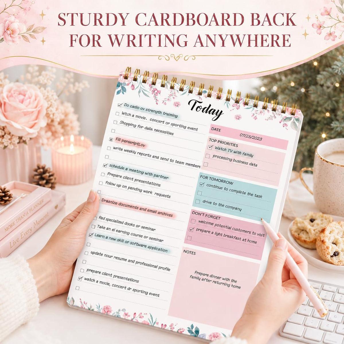 KMQOY To Do List Notepad, Daily Checklist Planner, 6.7" x 9.8", 104 Pages
