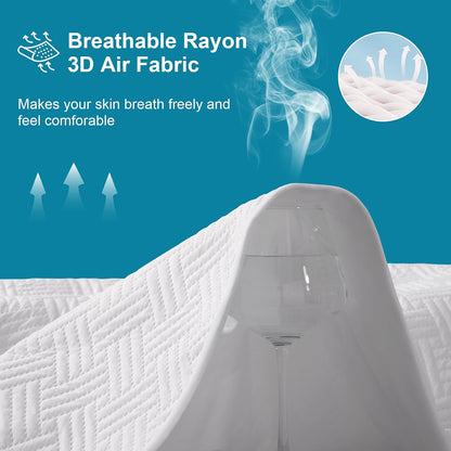 GOPOONY Waterproof Mattress Protector Queen Size - Breathable, Noiseless, Ultra-Soft Bed Cover, Mattress Pad Cover with Deep Stretchable Pockets 8"-21" (Gray)