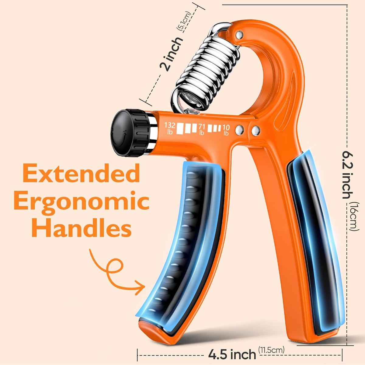 FitBeast Grip Strengthener Forearm Strengthener, Adjustable Hand Grip for Strength Training & Rehabilitation, 10-132 lbs Resistance, Ideal for Athletes and Physical Therapy
