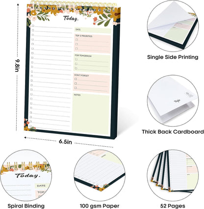 Taja To Do List Notepad, Undated Daily Planner for Work and Goal Setting