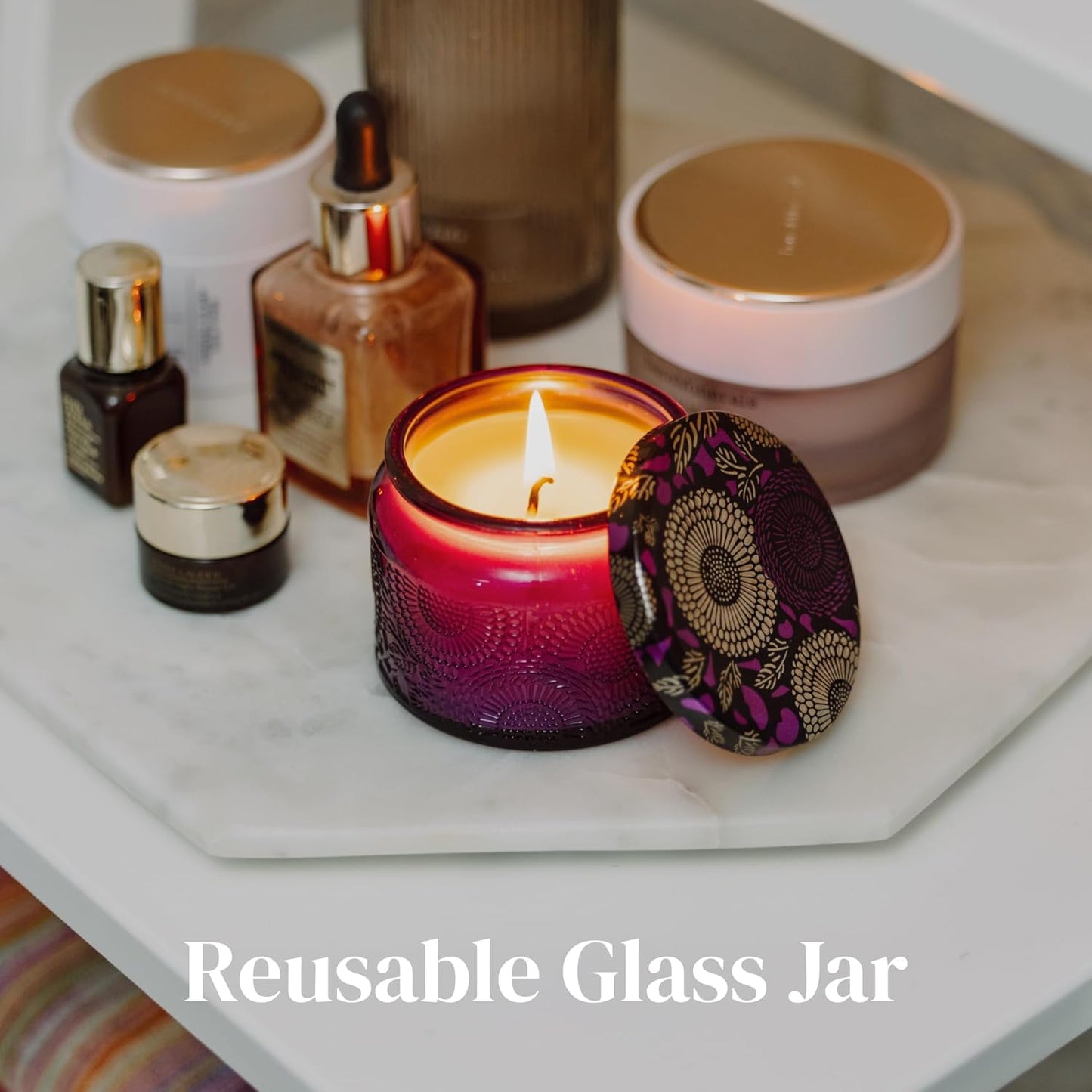 6-pc Scented Candle Gift Set for Women, Aromatherapy Inspired Adelegourdain | Incl. 4 Soy Wax Candles and 2 Fragrance Packets - Gift Ready Box - Scents incl. Bergamot, Maldivian Breeze, Jasmine, Berries