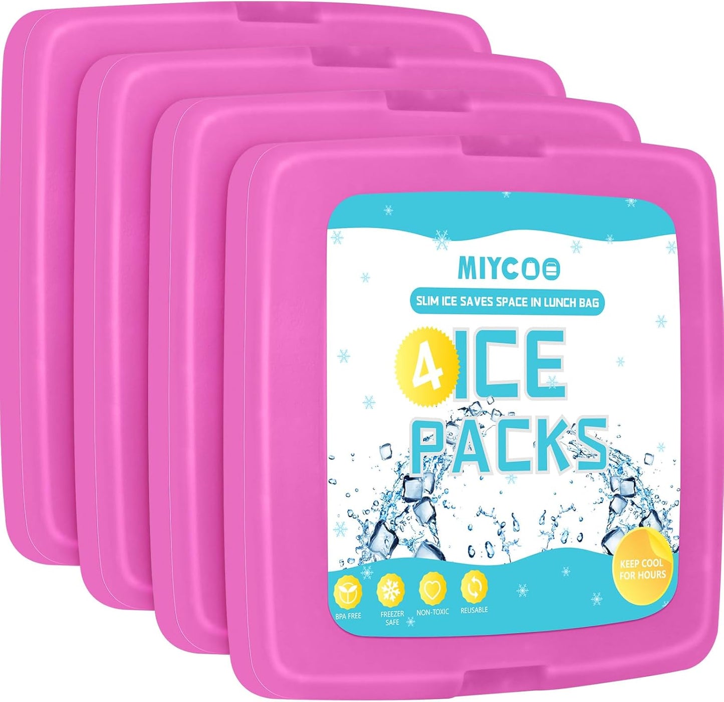MIYCOO Ice Packs for Lunch Boxes & Coolers - Quick Freeze Ice Pack Space Saving Freezer Packs - Reusable Slim Original Cool Pack - Cooler Accessories for Beach, Camping and Fishing