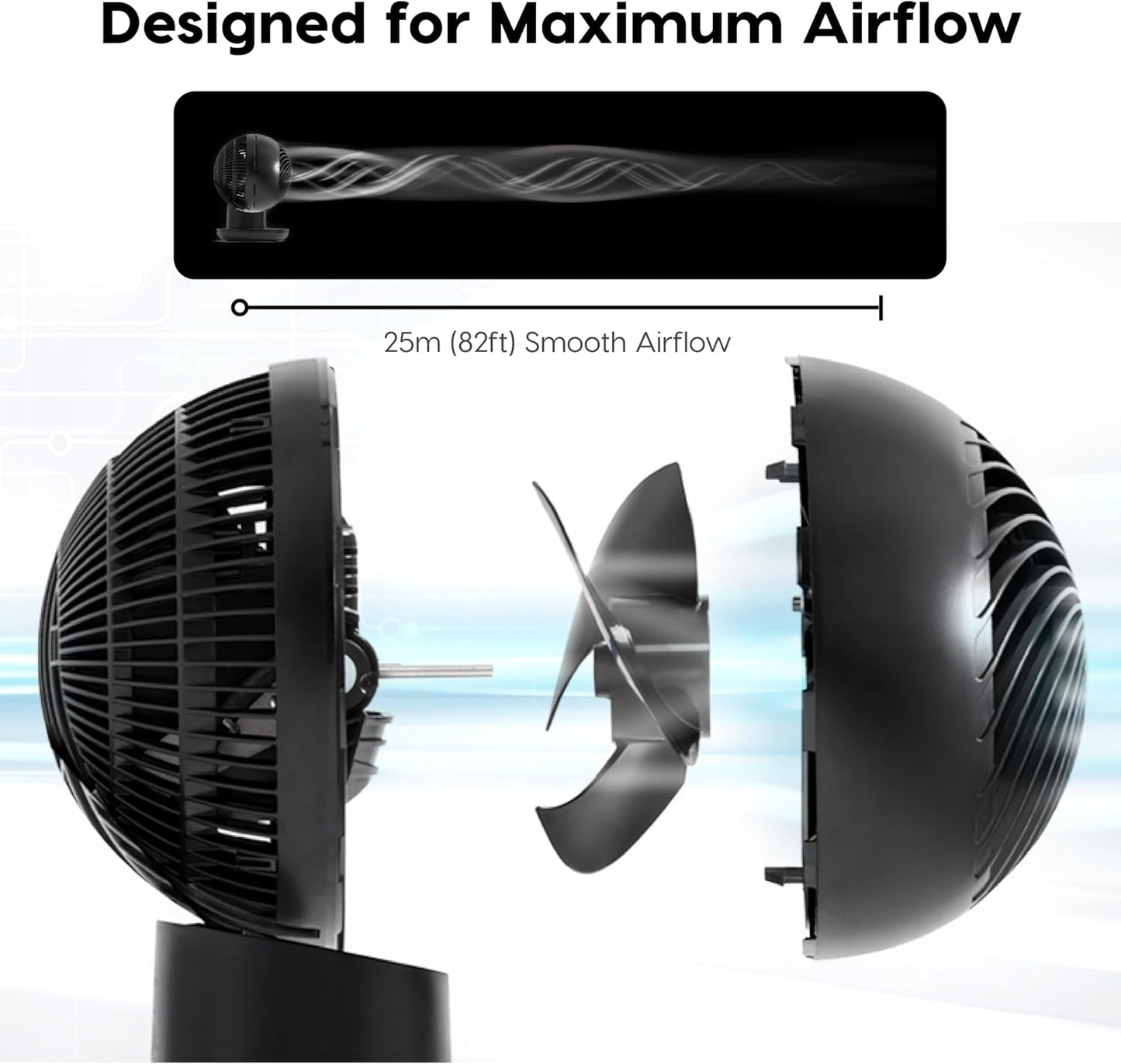 IRIS USA WOOZOO Air Circulator Fan with Remote, Oscillating, 5 Speeds, 82ft Max Air Distance, 90° Adjustable Tilt, 30db Quiet Motor, Small Fan for Bedroom, Office, Dorm, White