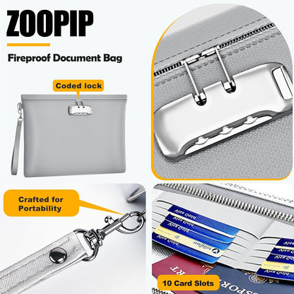 Fireproof Document Bag with Lock,Waterproof Money Pouch,14.3"x10.2"