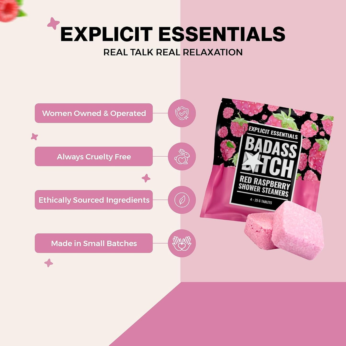 Explicit Essentials B Relax Shower Steamers | Lavender Mint Aromatherapy Shower Steamers for Relaxation & Stress Relief | Spa Shower Gift for Self-Care, Birthdays & Holidays