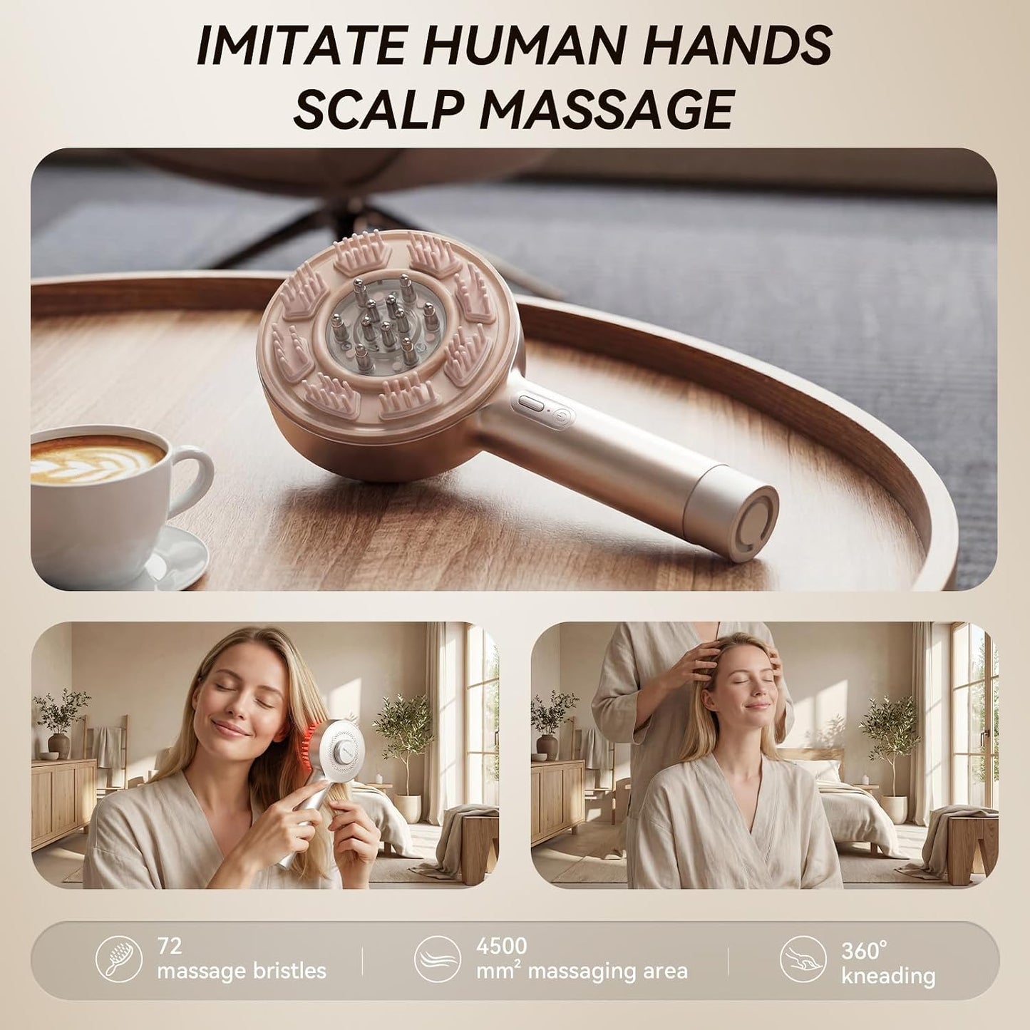 Electric Scalp Massager, 3-in-1 Scalp Care Brush with Oil Applicator, Waterproof IPX7, for Cleaning, Relaxation, and Healthy Scalp