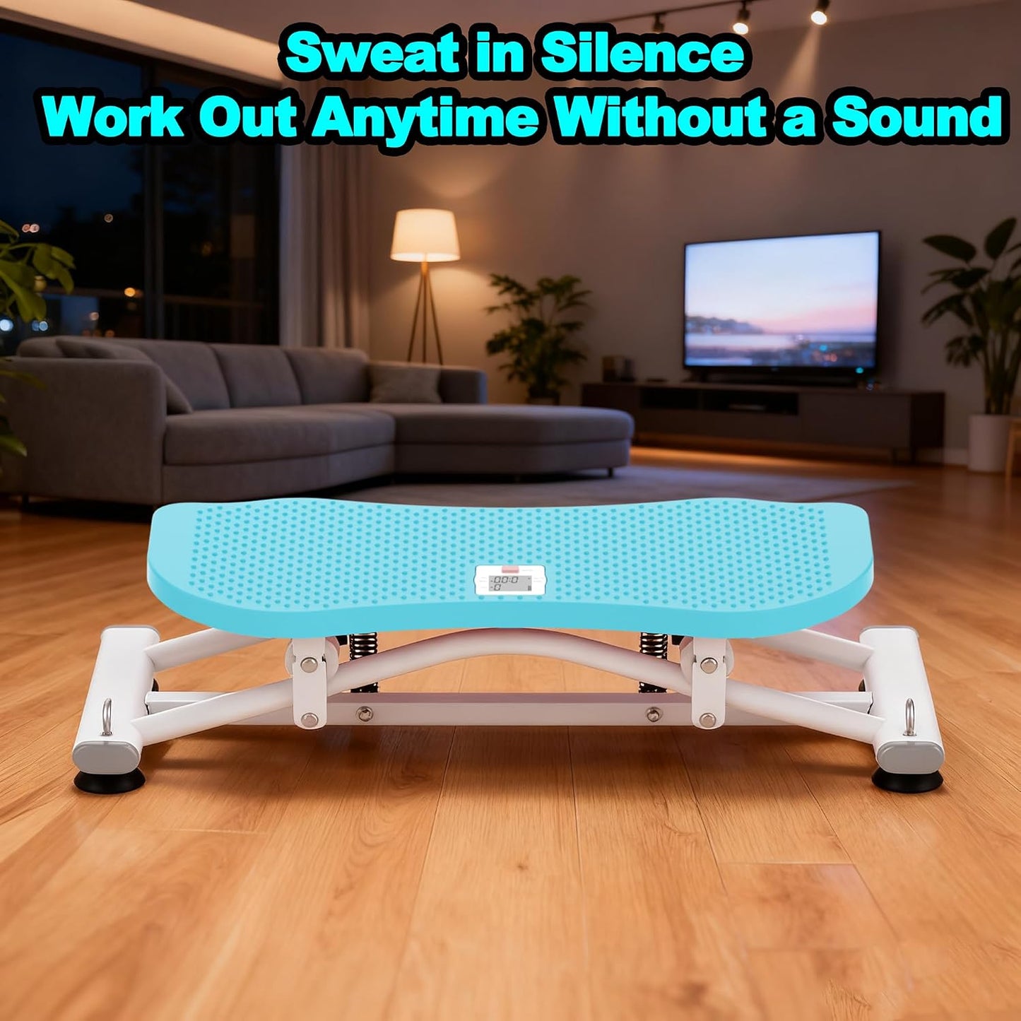 KINMAC 2-in-1 Rocking Stepper with Resistance Bands, Portable Balance Board for Exercise at Home, Quiet Mini Stair Stepper with LCD Monitor, Ski Trainer for Workout Home Gym