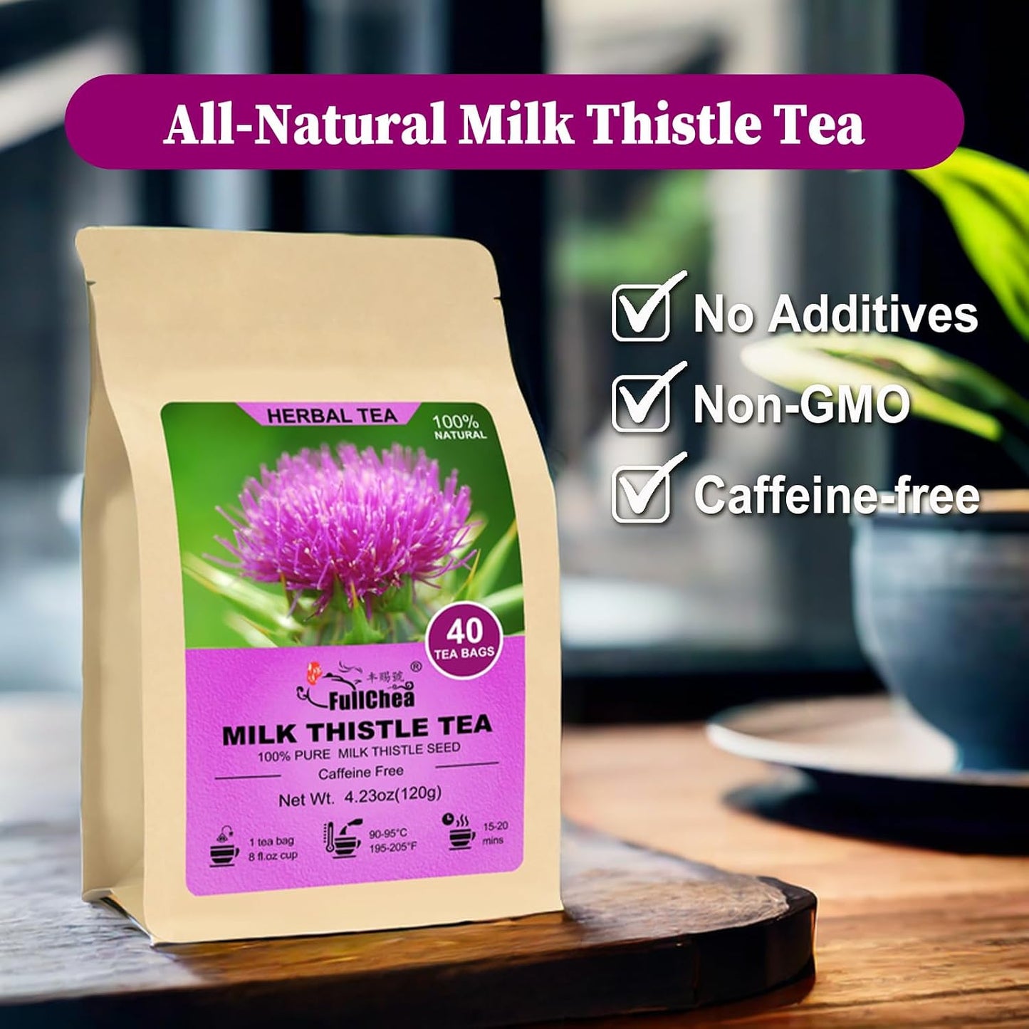 FullChea - Lemon Balm Tea Bags, 100 Count - Pure & Natural Dried Lemon Balm Leaves - Melissa Officinalis - Caffeine-free Herbal Tea for Relaxation - Non-GMO