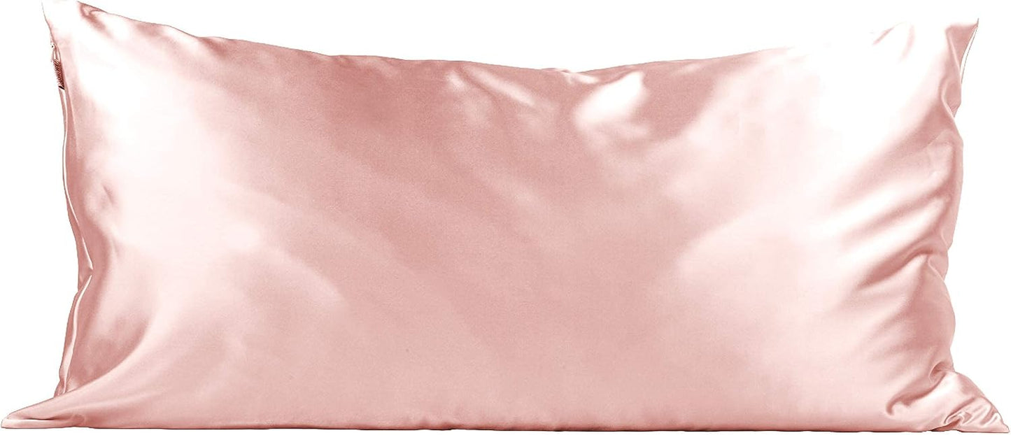 Kitsch Satin Pillowcase with Zipper for Hair & Skin - Softer Than Silk Pillow Cases, Smooth Cooling Satin Pillow Case, Wrinkle-Free, Machine Washable - Pillow Cases Standard Size (19x26) - Blush