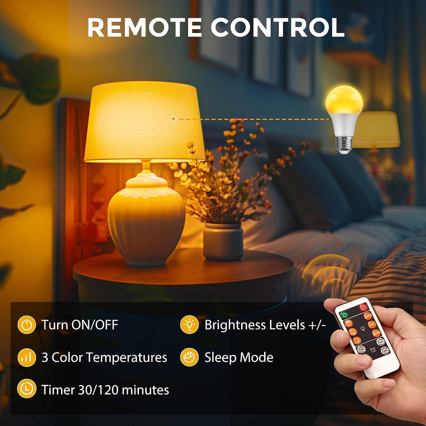 L LOHAS LED Sleep aid Amber Light Bulbs, Blue Light Blocking, A19 9W(60 Watt Equivalent) Dim Light Bulbs, 1800K Warm Light Bulb, E26 Base, 2 Pack