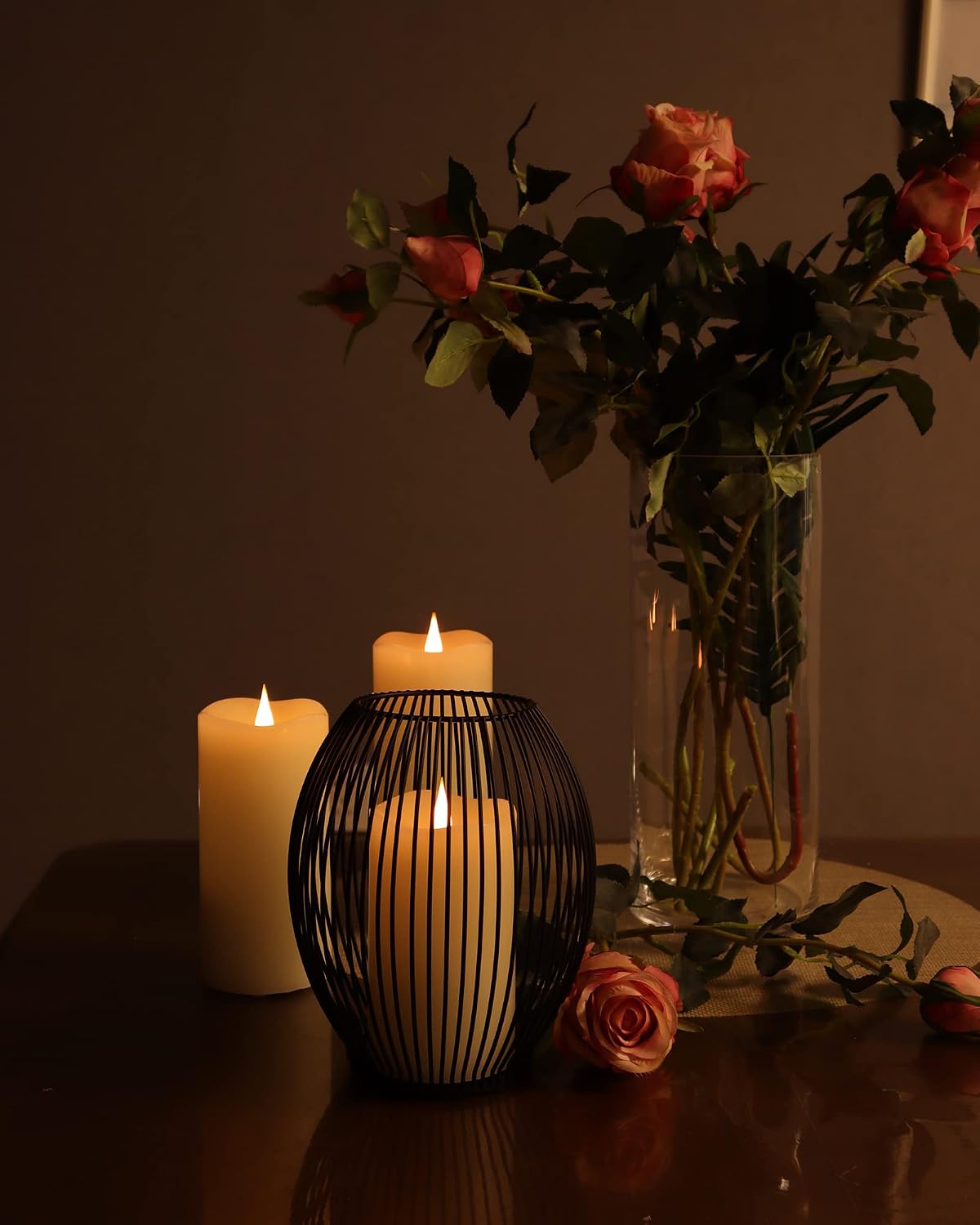 TECHLONG Flameless Candles Battery Operated with Timer, 3D Moving Flame Flickering, Last 600+ Hours Battery Candles, 3" x 3" Ivory Real Wax Electric LED Candle for Wedding Party Decorations