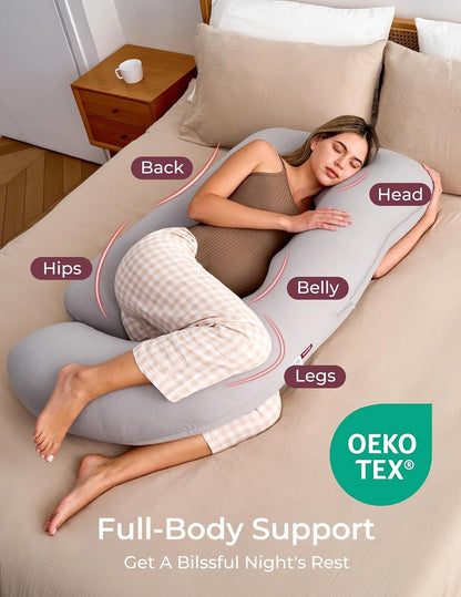 Momcozy Cooling Pregnancy Pillow - U Shaped Full Body Maternity Pillow