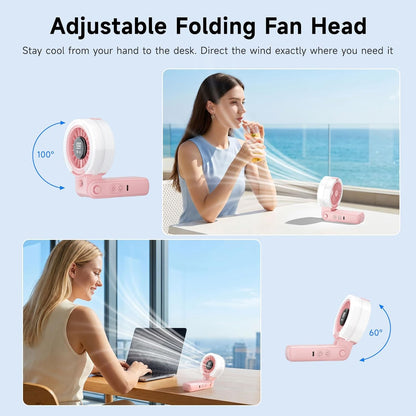HandFan 4000mAh Handheld Turbo Misting Fan, 100 levels Adjustable High Speed Mister Fan, Portable Spray Water Mist Fans, Foldable Mini Hand Fans for Summer Beach Travel Concerts Disney(Royal Blue)