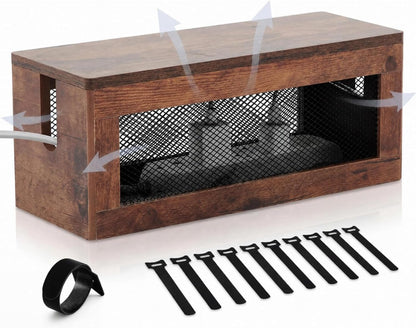 Chunful 13 Inch Cable Management Box, Wood Cord Hider Organizer with Magnetic Lid & Organizer for Power Strip, TV Wires & Desk Cable Storage, Ventilation Hide Floor Cables