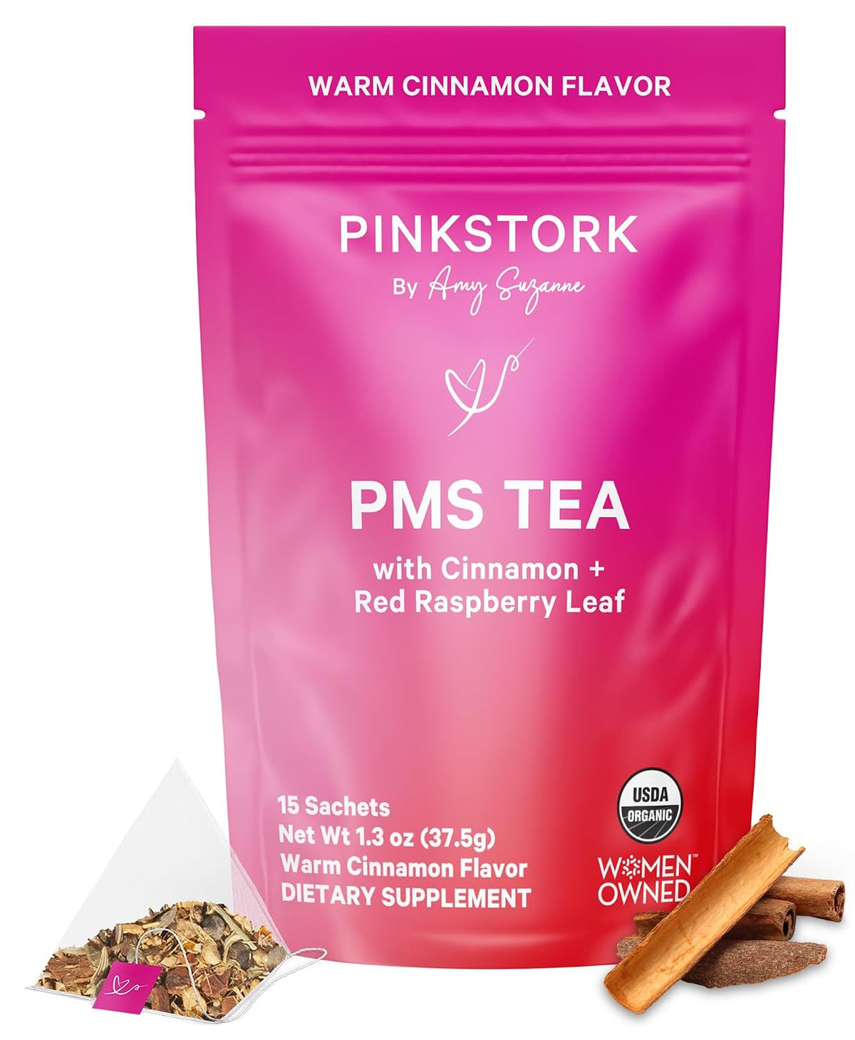 Pink Stork Organic PMS Tea with Vitex + Red Raspberry Leaf, 30 Cups