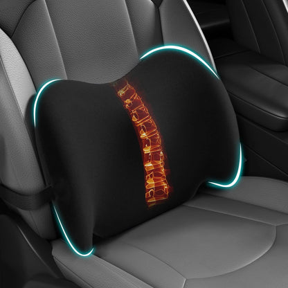 BYMECOST Lumbar Support Pillow for Car, Memory Foam Car Seat Back Support Pillow for Driving, Back Cushion with Strap for Pain Relief, Ergonomic Back Cushion for Office Chair, Wheelchair (Black)