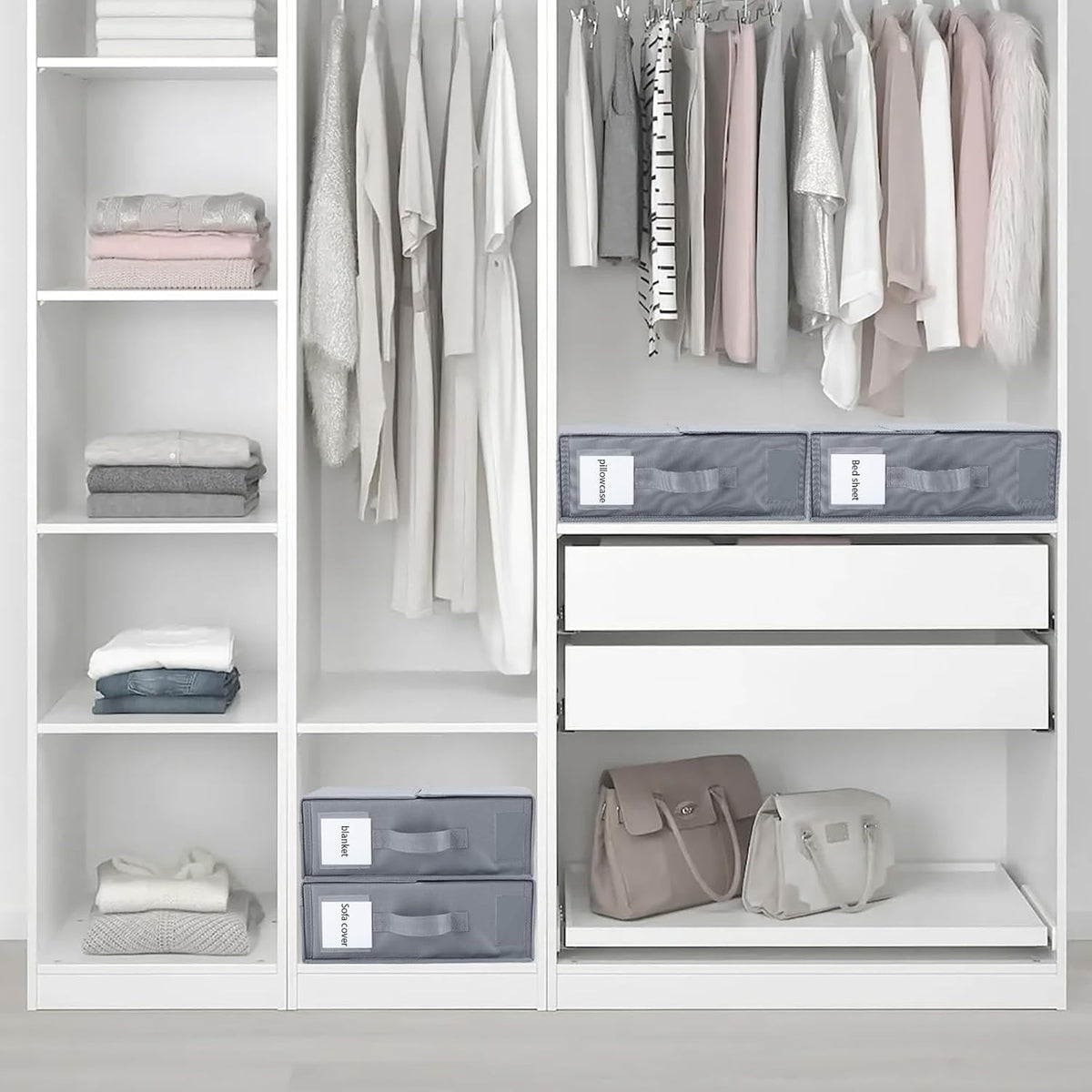 Sheet Organizers and Storage, Foldable Cube with Handles & Labels