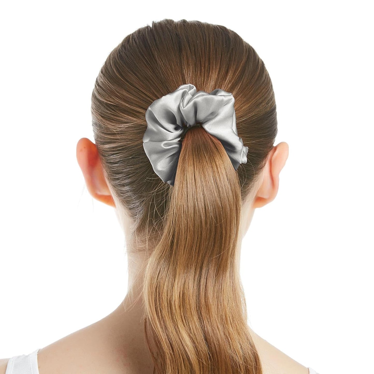 LILYSILK Silk Hair Scrunchies / Ties for Frizz & Breakage Prevention, 100% Mulberry, No Damage, Elastic ponytail Holders, 1Pc, Coffee - Colors B