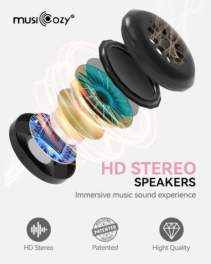 MUSICOZY Sleep Headphones, Bluetooth 5.4 Sleep Mask Headband Headphones Sleeping Eye Mask, Wireless Music Earbuds Earphones with HD Stereo Speakers for Side Sleepers, Cool Gadgets Unique Gift