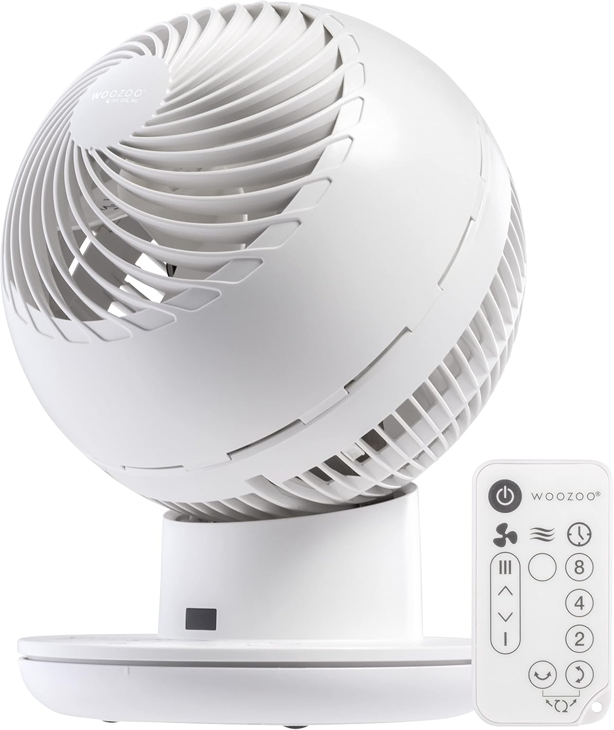 IRIS USA WOOZOO Air Circulator Fan with Remote, Oscillating, 5 Speeds, 82ft Max Air Distance, 90° Adjustable Tilt, 30db Quiet Motor, Small Fan for Bedroom, Office, Dorm, White