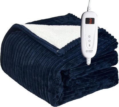 Tefici Heated Blanket Throw 50"x60", Ultra Soft 2-Layer Flannel Electric Blanket, for Home Office Sofa,3 Heat Settings, 4H Auto Off, ETL FCC Certified, Overheat Protection, Machine Washable, Camel
