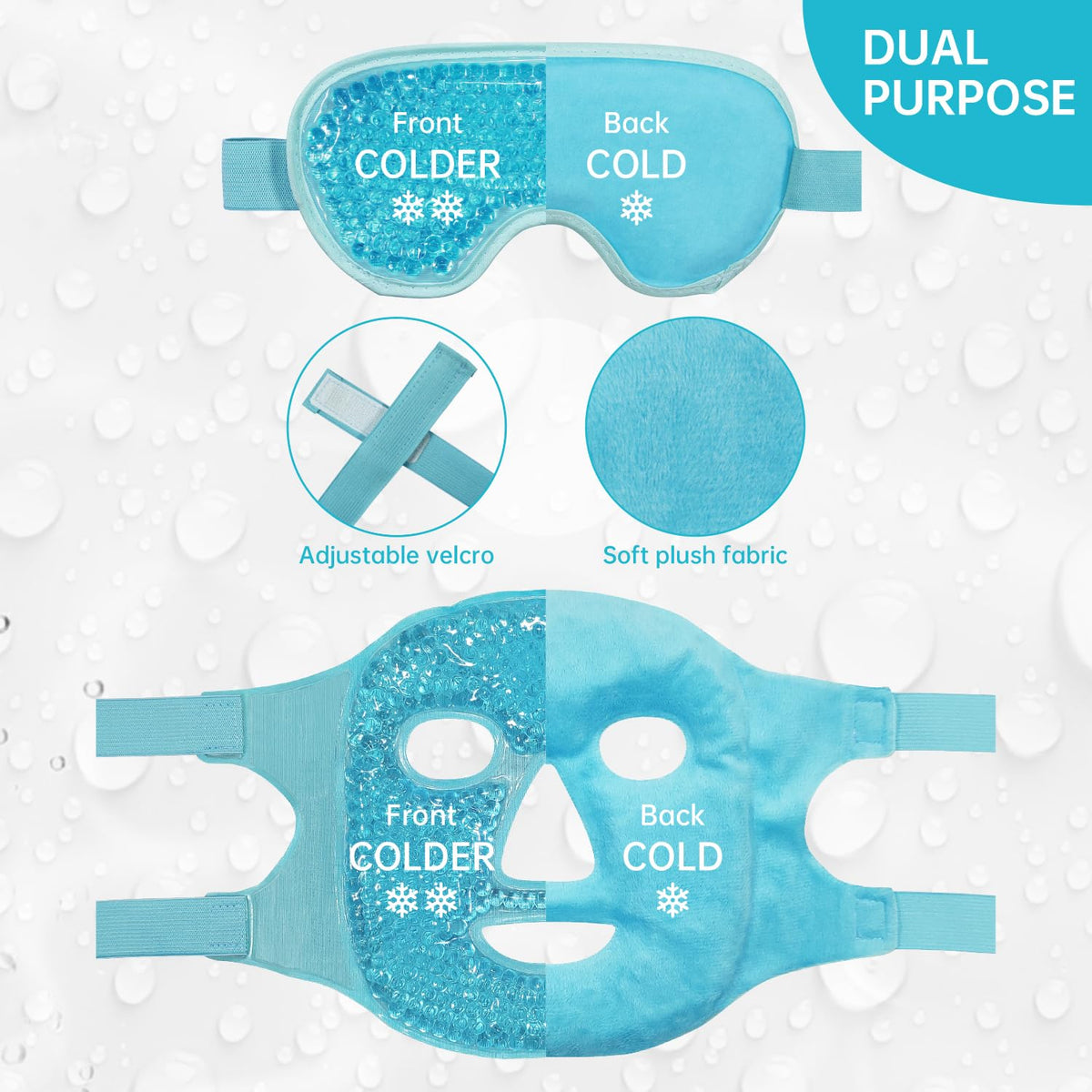 ZNÖCUETÖD Cold Face Ice Mask Facial Ice Pack, Hot Cold Compress for Face