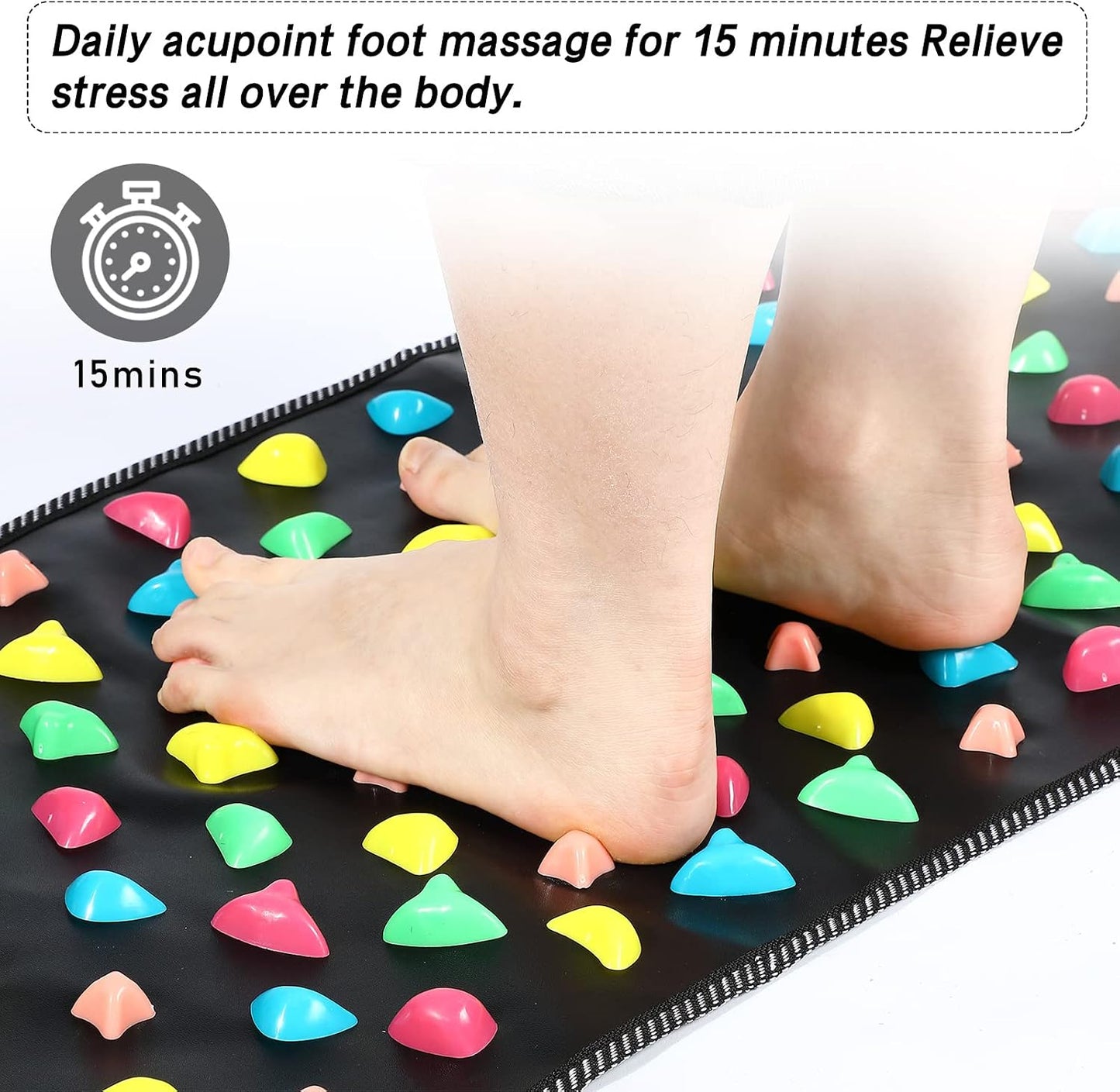 BBTO Foot Massage Mat Reflexology Walk Stone Road for Acupressure Foot Massage Acupoint Mat for Long Sitting Elderly Students and Office Workers(55.12 x 13.78 Inches)