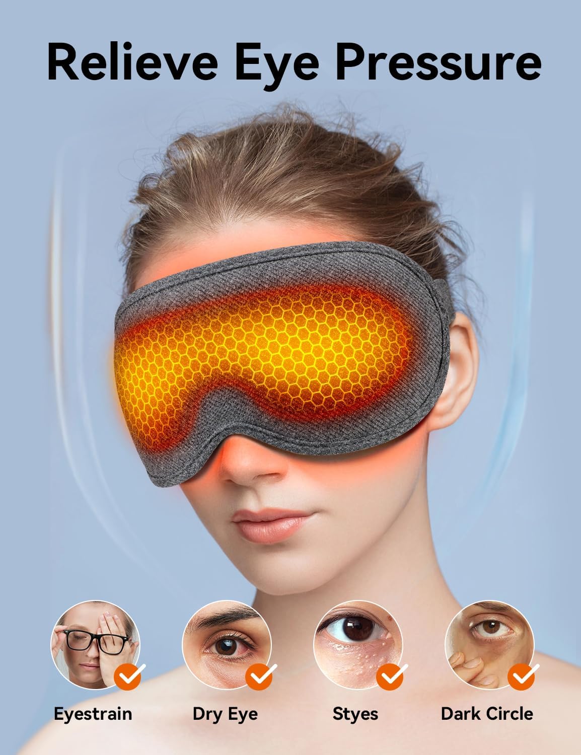 Sleep Mask, EVA BELLE Heated Eye Mask, Electric Sleeping Eye Mask, Warm Eye Compress Mask for Stye Relief, Adjustable Temperature & Timer, Electric Eye Heating Pad for Men Women-Graphene Heating