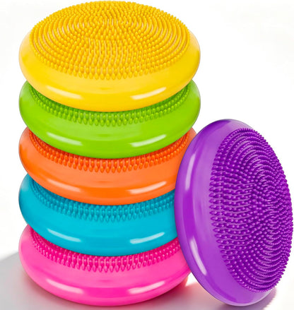 Amylove 6 Pcs Wiggle Seat Inflated Wobble Cushion for Sensory Kid 13 Inch Balance Disc Kids Flexible Seating Exercise Sensory Pad Chair Cushion for Classroom Office School (Bright)