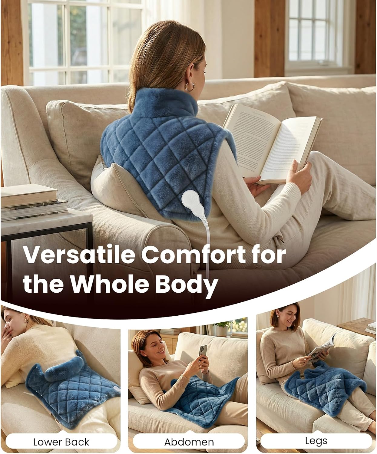 BOB AND BRAD Weighted Heating Pad for Neck and Shoulders,FSA Eligible/HSA Eligible, 2.2lb Neck Wrap with Far-Infrared Ceramic Beads, 20" x 22" Soft Heated Thermal Blanket, Gifts for Mom Women Dad