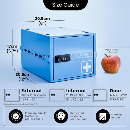 Lockabox One™ | Premium Lock Box | Medium Combination Lock Box For Food, Medicine & Home Safety | External Size 12 x 8 x 6.6 inches (Crystal)