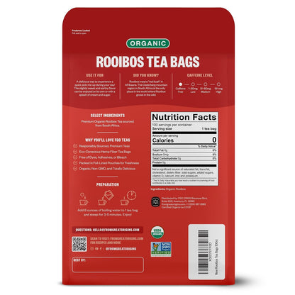 FGO Organic Rooibos Tea, 100 Count, Eco-Conscious Tea Bags, Caffeine Free, Packaging May Vary (Pack of 1)