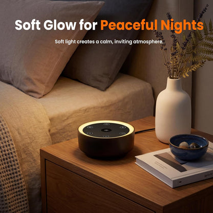Kipcush White Noise Machine for Sleeping – High-Fidelity Non-Looping Sounds, Dimmable Night Light, USB Powered, Sleep Sound Machine for Baby, Kids & Adults (A - Model White+, Standard)